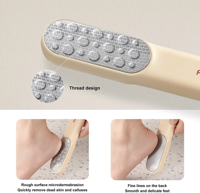 Alt view image 4 of 7 - Double-Sided Stainless Steel Foot File, Pedicure Callus & Dead Skin Remover | Works Wet & Dry. Ergonomic, Exfoliates Rough Heels & Repairs Dry Cracked Feet. Compact for Home Daily Care and Travel Use