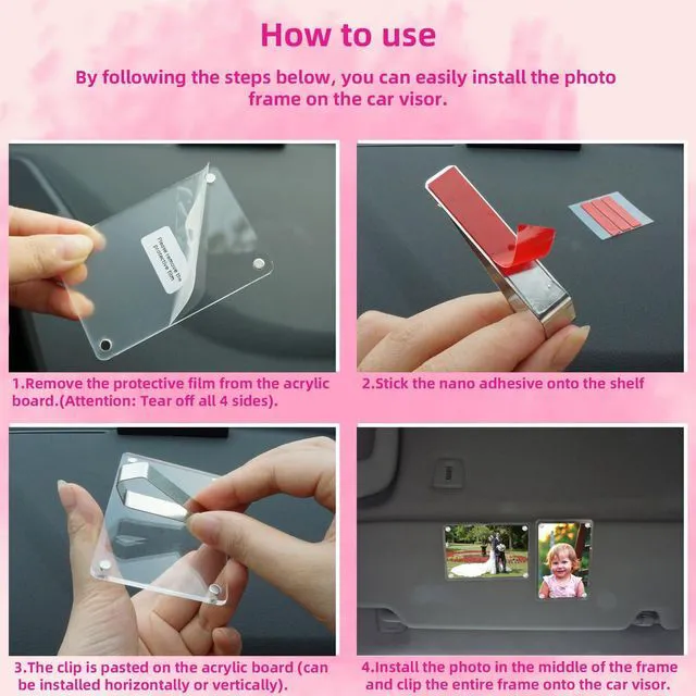 Alt view image 4 of 7 - 2Pcs Car Picture Holder, Suitable for car Visor, Universal for Any Vehicle Model, Show Personal or Family Photos, Great Gift for Drivers, Car Accessories, Polaroid Photo Frame, 3.5"X2.4"