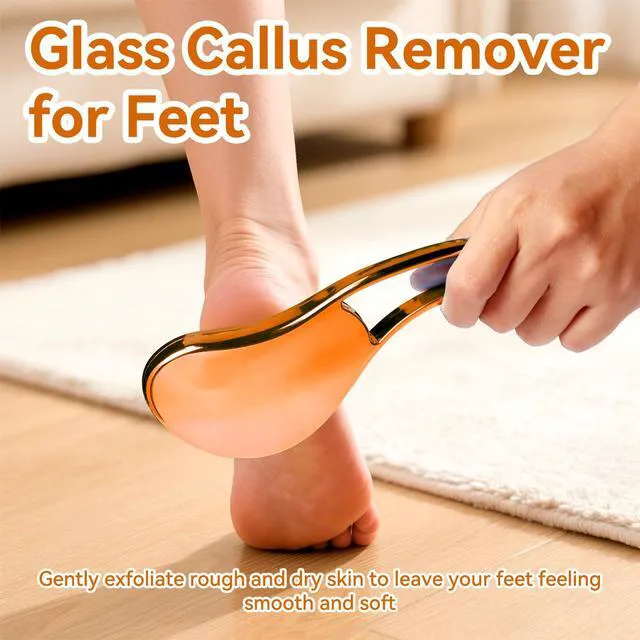 Alt view image 2 of 7 - Glass Foot File, Crystal Glass Callus Remover Foot Scrubber and Heel Scraper for Men, Women, Dead Skin Removal Pedicure Tool, Gold