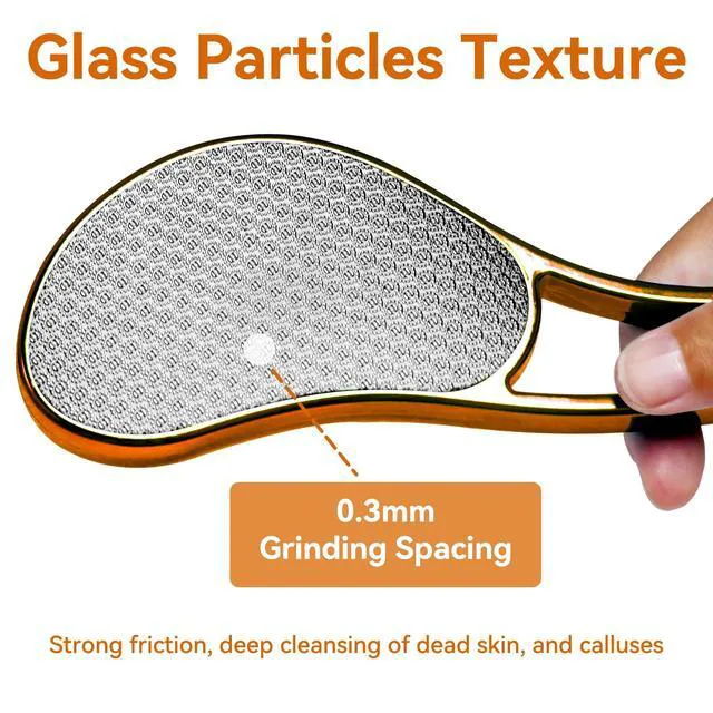 Alt view image 3 of 7 - Glass Foot File, Crystal Glass Callus Remover Foot Scrubber and Heel Scraper for Men, Women, Dead Skin Removal Pedicure Tool, Gold