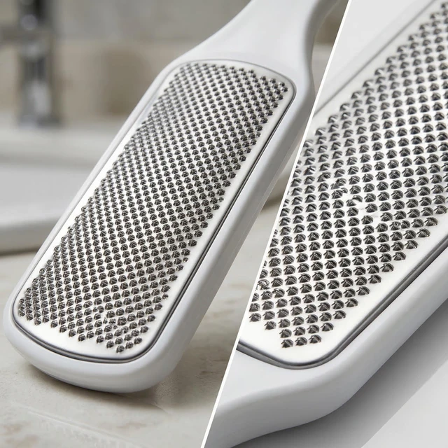 Alt view image 6 of 7 - Foot File Callus Remover Stainless Steel Pedicure Rasp for Cracked Dry Dead Skin Heel Cleaner Dead Skin Tool Ergonomic Handle 7.75 in for Home Spa Foot Care
