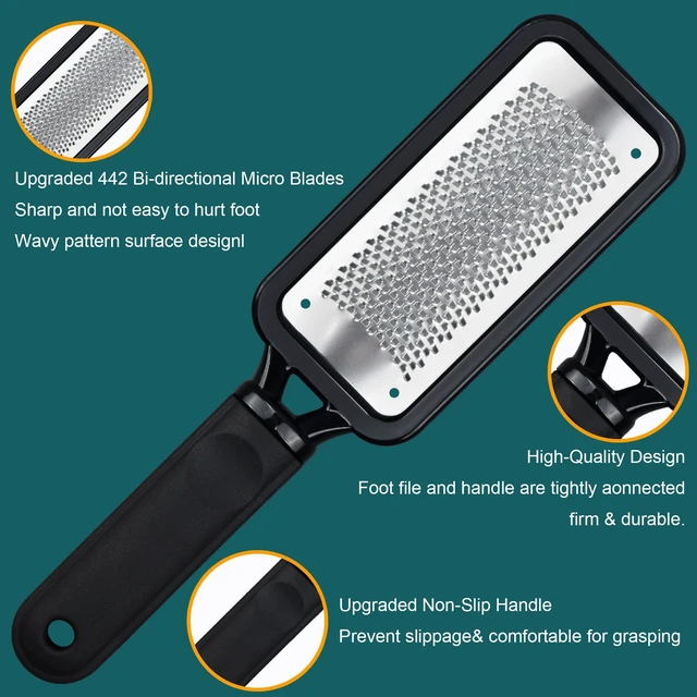 Alt view image 2 of 7 - Foot Files Foot Scrubber Pedicure, Stainless Steel Callus Remover for Feet, Professional Foot Grater Rasp Scraper to Hard Skin Corns for Dry and Wet Fee