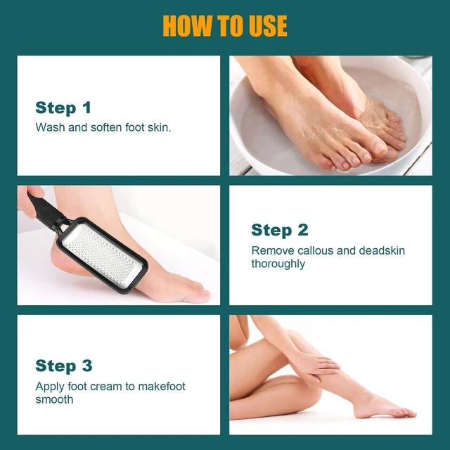 Alt view image 4 of 7 - Foot Files Foot Scrubber Pedicure, Stainless Steel Callus Remover for Feet, Professional Foot Grater Rasp Scraper to Hard Skin Corns for Dry and Wet Fee