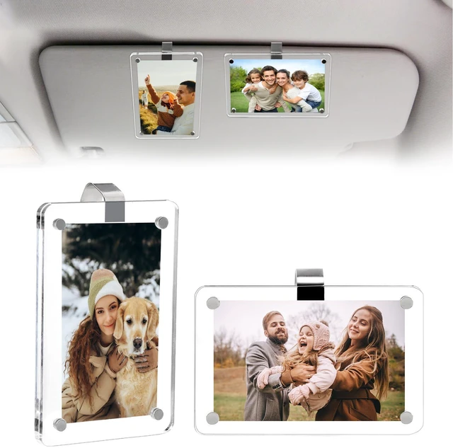 Main image of Car Picture Holder, Acrylic Magnetic Visor Photo Clip, Personalized Picture Frame, Car Accessories Interior, Gift for Boyfriend, Fathers Day Gift, Decorate your Car with Family Personal Photos