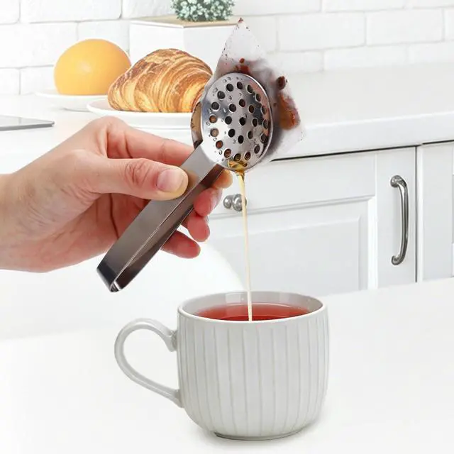 Alt view image 3 of 7 - Stainless Steel Tea Bag Squeezer Tongs for Tea, Lemon and Sugar Cubes | Tea Bag Squeezing,Stainless Steel Construction,Round Gripping Ends,Multiple Serving Uses,Compact Beverage Tool,Squeezer Tongs