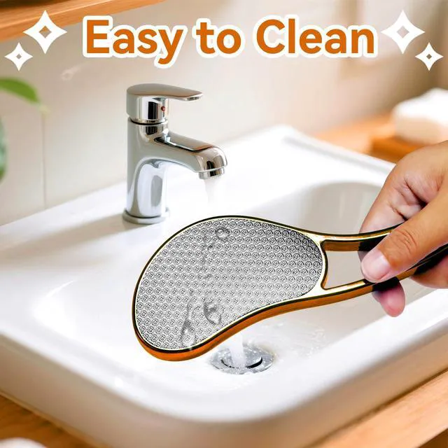 Alt view image 7 of 7 - Glass Foot File, Crystal Glass Callus Remover Foot Scrubber and Heel Scraper for Men, Women, Dead Skin Removal Pedicure Tool, Gold