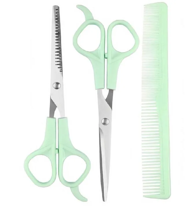Main image of Cutting Shears Set with Professional includes Hair Cutting Shear, Hair Thinning Scissor and Comb, 6.7inch Hair Shears Stainless Steel Barber Thinning Scissors Kit for Women/Men(GREEN)