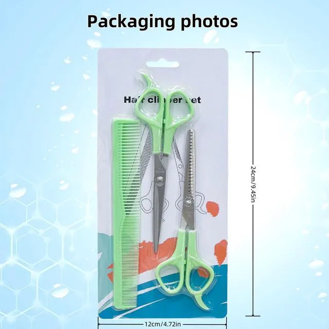 Alt view image 7 of 7 - Cutting Shears Set with Professional includes Hair Cutting Shear, Hair Thinning Scissor and Comb, 6.7inch Hair Shears Stainless Steel Barber Thinning Scissors Kit for Women/Men(GREEN)