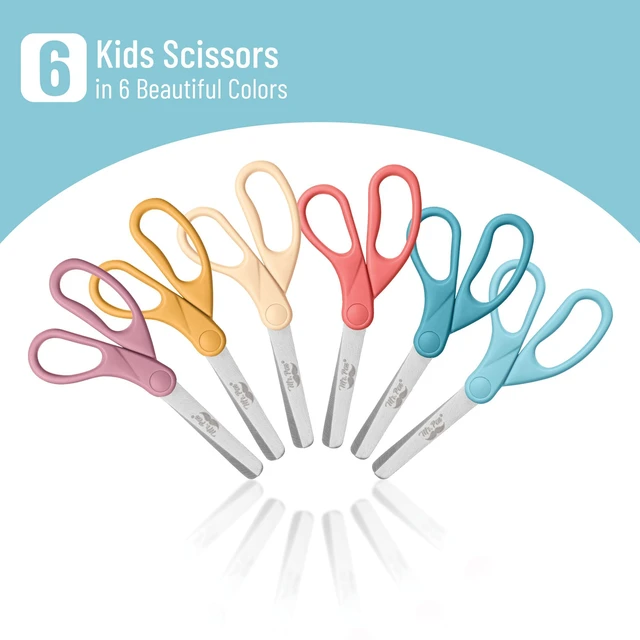 Alt view image 2 of 7 - Kids Scissors, 6 Pack, 5 Inch, Desert Dusk Color, Ages 4+ | Stainless Steel Blunt Tip & Ergonomic Plastic Handle, Right & Left Handed Safety Scissors for Kids Ages 6-8