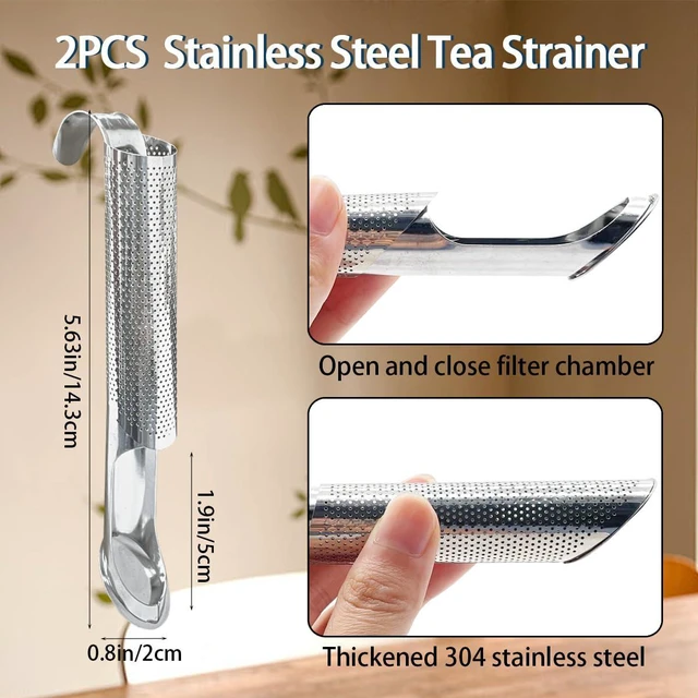 Alt view image 5 of 7 - 2PCS Stainless Steel Tea Diffuser Tea Infuser | Tea Pipe with Hanging Hook Handle,Fine Holes Tea Interval Diffuser for Loose Tea Leaf Coffee Herbs Spices