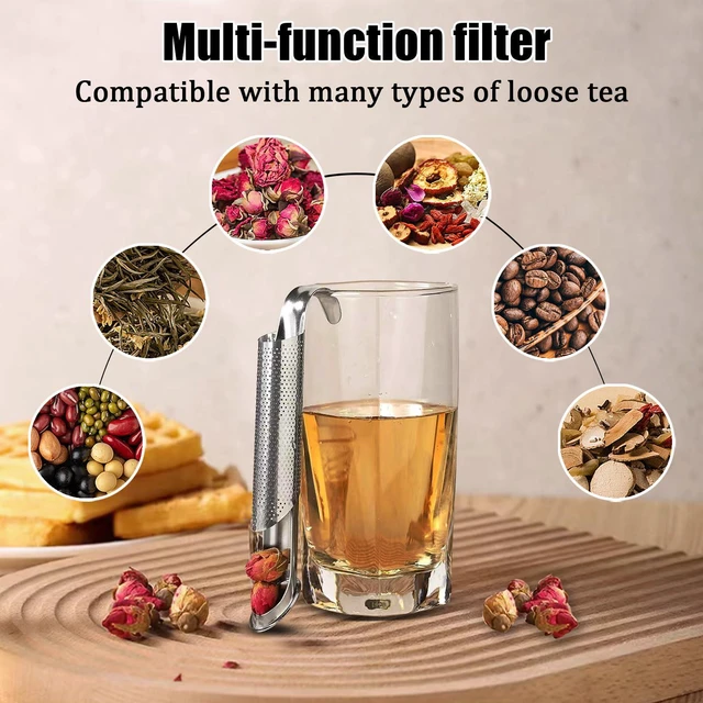 Alt view image 6 of 7 - 2PCS Stainless Steel Tea Diffuser Tea Infuser | Tea Pipe with Hanging Hook Handle,Fine Holes Tea Interval Diffuser for Loose Tea Leaf Coffee Herbs Spices
