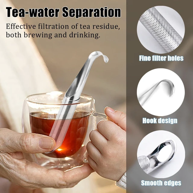 Alt view image 4 of 7 - 2PCS Stainless Steel Tea Diffuser Tea Infuser | Tea Pipe with Hanging Hook Handle,Fine Holes Tea Interval Diffuser for Loose Tea Leaf Coffee Herbs Spices