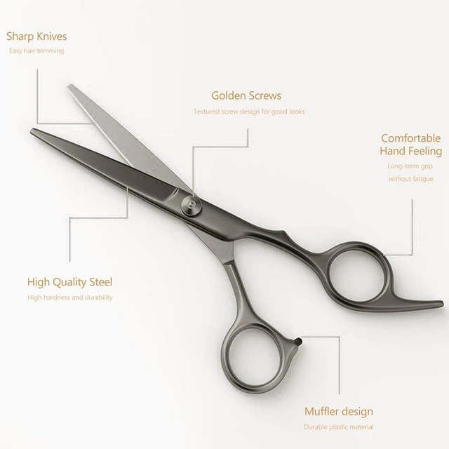 Alt view image 5 of 7 - 6 Inch Professional Straight Hair Cutting Scissors Stainless Steel Sharp Shears for Salon and Home Use, Comfortable Grip for Men and Women - Black