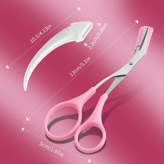 Alt view image 2 of 7 - 3pcs-Eyebrow Scissors with Eyebrow Razor,Professional Eyebrow Trimmer Scissors with Comb,Non Slip Finger Grips Eyebrow Trimmer, Hair Removal Beauty Accessories for Men Women (Black, Pink, Blue)