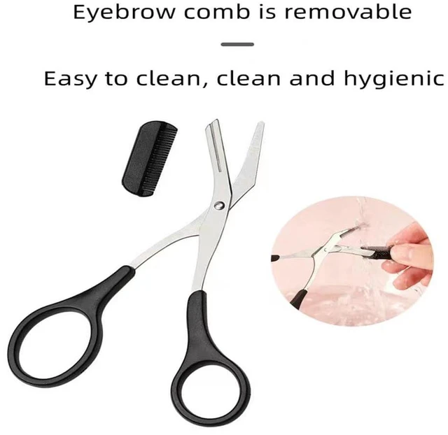 Alt view image 3 of 7 - Eyebrow Trimmer ScissorsEyebrows Scissors with Comb(Detachable) Eyebrows Grooming Tool Designed Specifically for WomenNon-Slip Handle Design Eyebrow Trimming ScissorsBlack