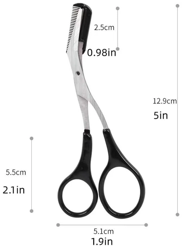 Alt view image 2 of 7 - Eyebrow Trimmer ScissorsEyebrows Scissors with Comb(Detachable) Eyebrows Grooming Tool Designed Specifically for WomenNon-Slip Handle Design Eyebrow Trimming ScissorsBlack