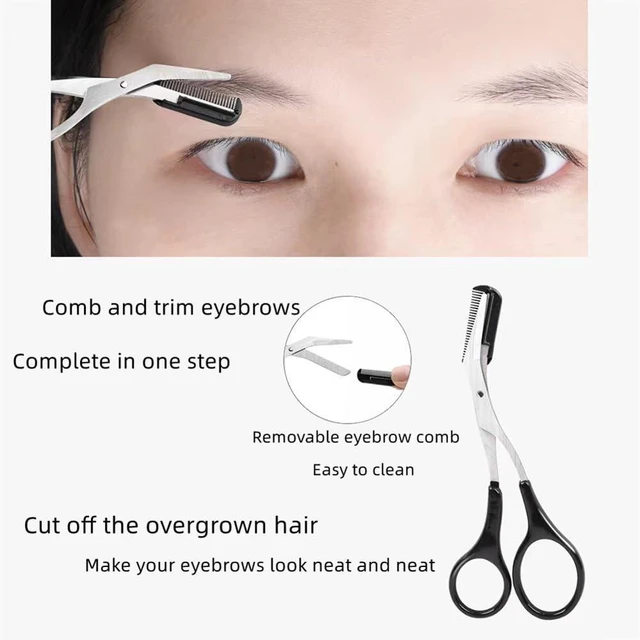 Alt view image 5 of 7 - Eyebrow Trimmer ScissorsEyebrows Scissors with Comb(Detachable) Eyebrows Grooming Tool Designed Specifically for WomenNon-Slip Handle Design Eyebrow Trimming ScissorsBlack