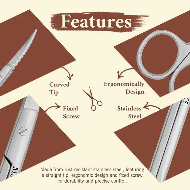 Alt view image 7 of 7 - Fingernail Scissors for Manicure Care, Precision Nail Grooming Tool for Mustache Trimming and Eyebrow Shaping, Sharp Stainless Steel Beauty Shears