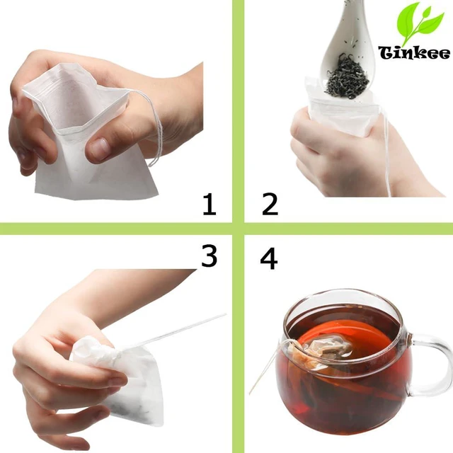 Alt view image 3 of 7 - Tea Filter bags, safe and natural material, disposable tea infuser, empty tea bag with drawstring for loose leaf tea, set of 1003.15 x 3.94 inch (White)
