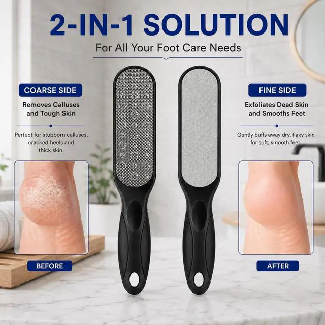 Alt view image 3 of 6 - Double Sided Foot File, Callus Remover for Dead Skin | Professional Dead Skin Scrubber for Feet Smoother, Foot Rasp for Wet & Dry Feet at Home Pedicure