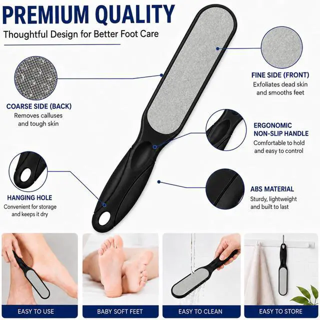 Alt view image 4 of 6 - Double Sided Foot File, Callus Remover for Dead Skin | Professional Dead Skin Scrubber for Feet Smoother, Foot Rasp for Wet & Dry Feet at Home Pedicure