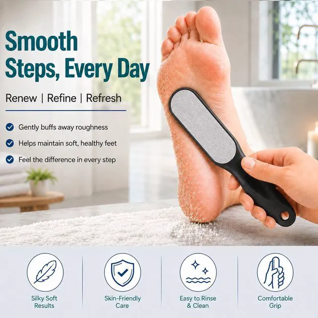 Alt view image 5 of 6 - Foot File, Double Sided Callus Remover for Dead Skin | Stainless Steel Pedicure File for Hard Dead Skin, Cracked Heels & Corns, Dry & Wet Use, Soft Smooth Feet, Home Pedicure