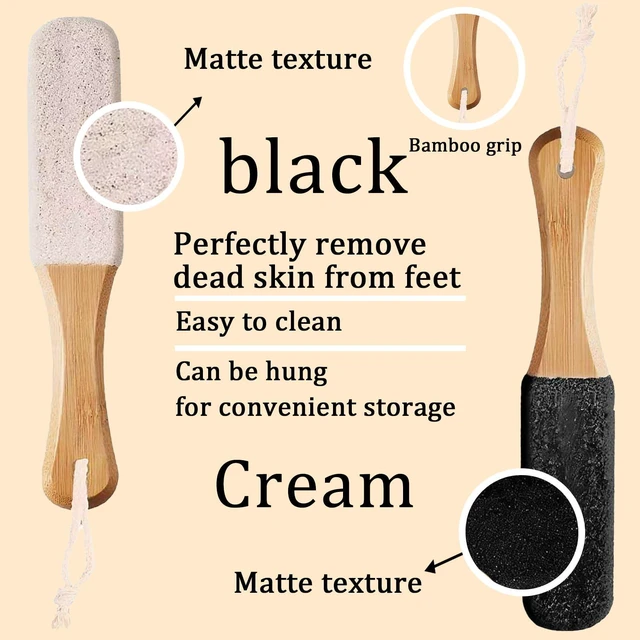 Alt view image 3 of 6 - 2-Pack Professional Pedicure Foot File & Pumice Stone with Wooden Handle | Callus Remover for Dead Skin, Dry Rough Feet, Cracked Heels & Corns Essential Foot Scrubber for Home or Salon Use