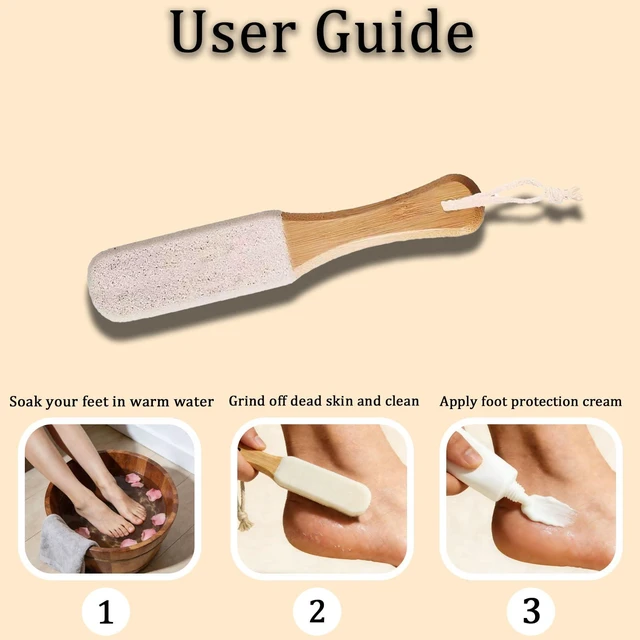 Alt view image 6 of 6 - 2-Pack Professional Pedicure Foot File & Pumice Stone with Wooden Handle | Callus Remover for Dead Skin, Dry Rough Feet, Cracked Heels & Corns Essential Foot Scrubber for Home or Salon Use