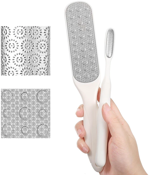 Main image of Amabro Dual Sided Foot File Toe Callus Remover Pedicure Tool for Dead Skin | Dual-sided stainless steel foot file set remove callus dead hard skin feet hands easy clean hygienic durable daily foot car