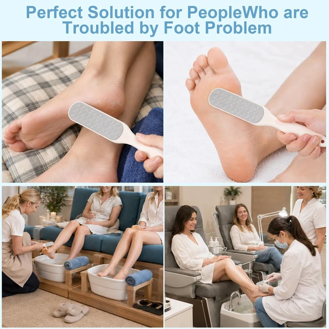 Alt view image 6 of 7 - Amabro Dual Sided Foot File Toe Callus Remover Pedicure Tool for Dead Skin | Dual-sided stainless steel foot file set remove callus dead hard skin feet hands easy clean hygienic durable daily foot car