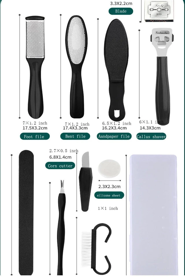 Alt view image 2 of 4 - 10 in 1 Pedicure Kit, Professional Pedicure Tools,Foot Rasp Foot File,Professional Foot Care Tools for Pedicure to Removes Hard Skin Corns