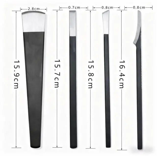 Alt view image 3 of 7 - 4PCS Pedicure Knife Set, Steel Ingrown Toenail Removal Kit, Pedicure Callus Shaver Tools, Professional Foot Scraper, Foot Remover, Foot File Rasp for Foot Care Dead Skin Corn 6.3" - Black