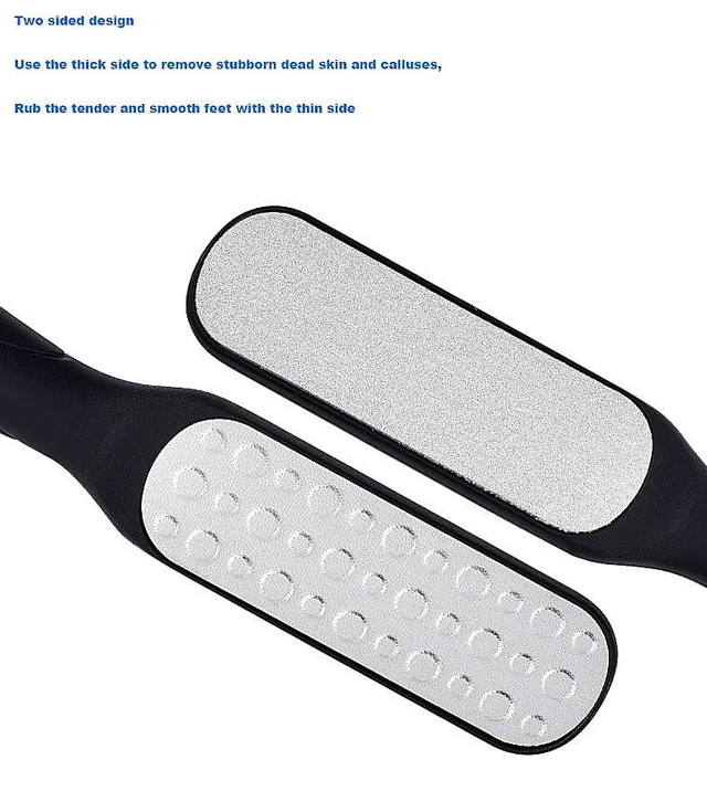 Alt view image 4 of 5 - YOFAN Foot File Set, 2-Pack Double-Sided Stainless Steel Callus Remover | Stainless steel & plastic, double-sided, waterproof, washable, for heel, dead skin, callus, pedicure, foot care, home