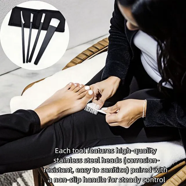 Alt view image 2 of 7 - 4PCS Pedicure Knife Set, Steel Ingrown Toenail Removal Kit, Pedicure Callus Shaver Tools, Professional Foot Scraper, Foot Remover, Foot File Rasp for Foot Care Dead Skin Corn 6.3" - Black