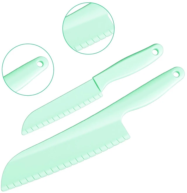 Alt view image 3 of 7 - 2 Pcs Plastic Lettuce Knife, Lettuce Knife to Prevent Browning Kitchen Cooking Plastic Serrated for Veggies, Salad, Fruit, Cake, Bread and More