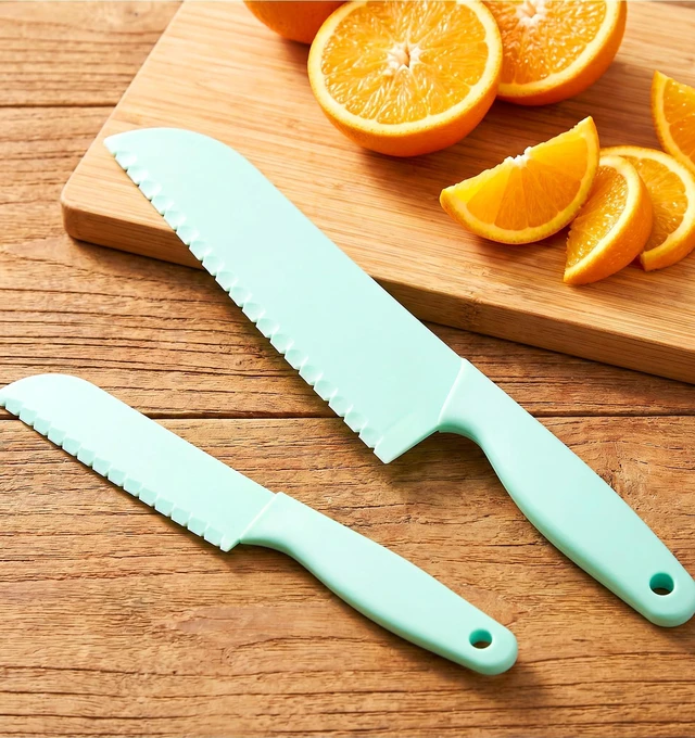 Alt view image 6 of 7 - 2 Pcs Plastic Lettuce Knife, Lettuce Knife to Prevent Browning Kitchen Cooking Plastic Serrated for Veggies, Salad, Fruit, Cake, Bread and More