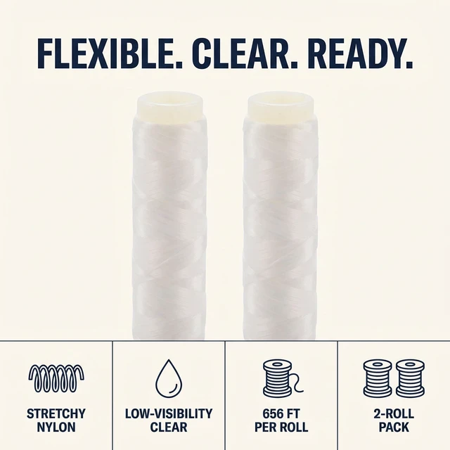 Alt view image 5 of 7 - 2Pcs White Fishing Thread Nylon Elastic Invisible Magic Fishing Line Bait Thread Length 656 Feet Per Spool Stretchy Line Clear String Line