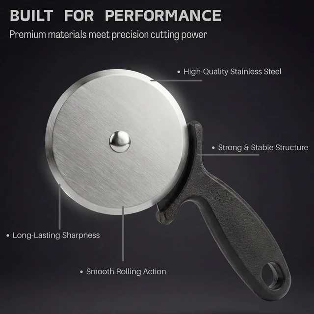 Alt view image 2 of 7 - 4 Inch Stainless Steel Pizza Cutter Wheel, Non Slip Handle Kitchen Slicer Tool