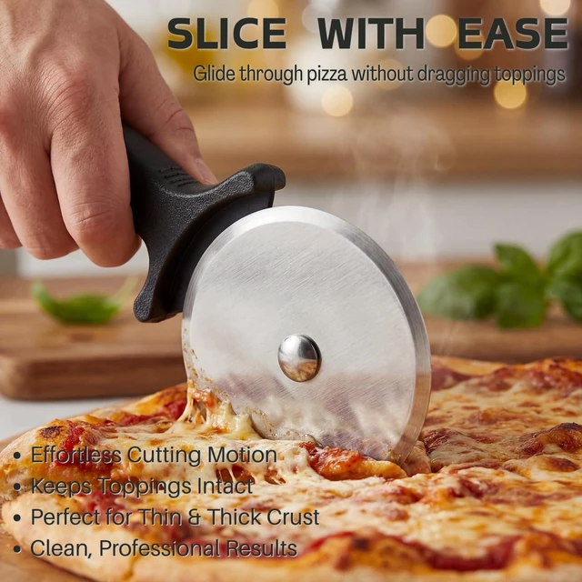 Alt view image 3 of 7 - 4 Inch Stainless Steel Pizza Cutter Wheel, Non Slip Handle Kitchen Slicer Tool
