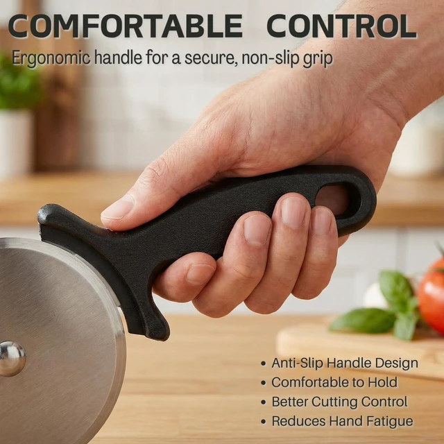 Alt view image 4 of 7 - 4 Inch Stainless Steel Pizza Cutter Wheel, Non Slip Handle Kitchen Slicer Tool