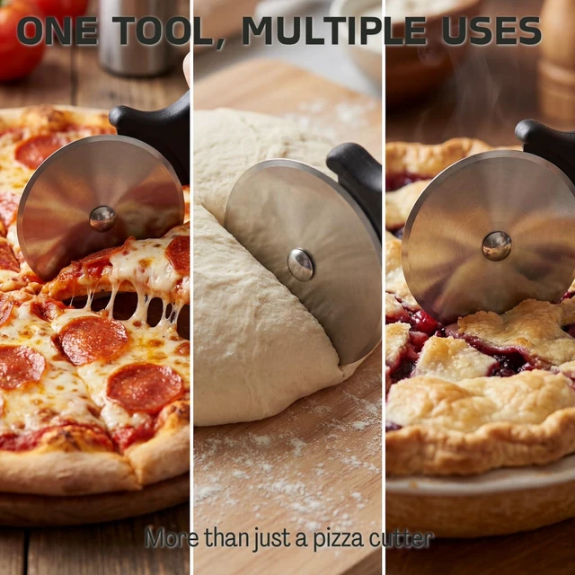 Alt view image 5 of 7 - 4 Inch Stainless Steel Pizza Cutter Wheel, Non Slip Handle Kitchen Slicer Tool