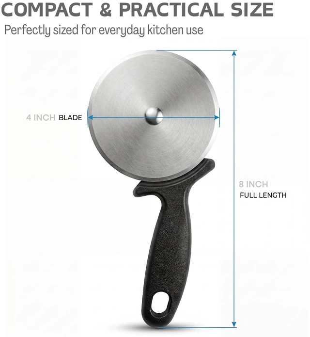 Alt view image 7 of 7 - 4 Inch Stainless Steel Pizza Cutter Wheel, Non Slip Handle Kitchen Slicer Tool