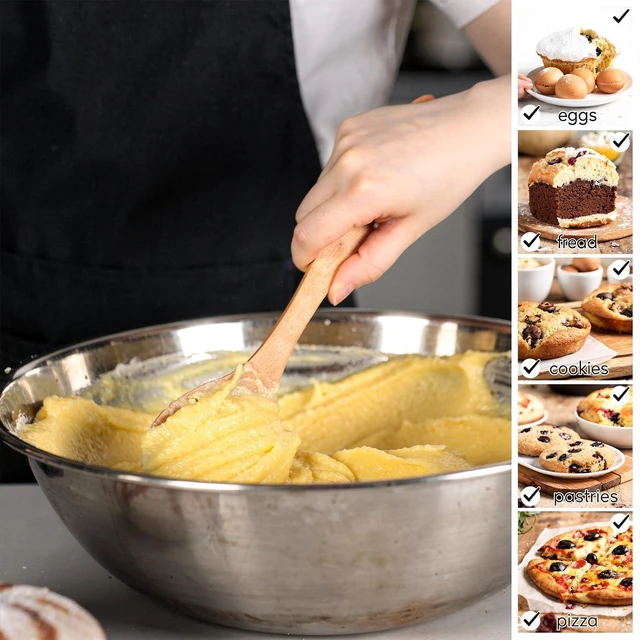 Alt view image 7 of 7 - Wooden Danish Dough Whisk, 12 Inch Sourdough Bread Whisking Tool | Traditional Dutch Dough Mixer for Mixing Sourdough, Pizza, Pastry, Cake Batter Wooden Baking Supplies