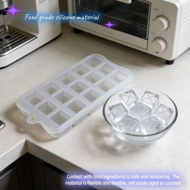 Alt view image 2 of 7 - Silicone Chocolate Candy Mold, 15-Cavity Diamond Square Shape, Food Grade, for Ice Cubes, Jelly, Baking, 2 Pack