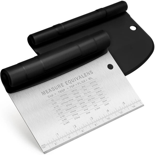 Main image of Bench Scraper for Baking, Stainless Steel Dough Cutter and Scraper Tool Kitchen, Kitchen Scraper Food Scraper Tool Pizza Cutter Food Chopper, Multi-Purpose Kitchen Gadgets, Black
