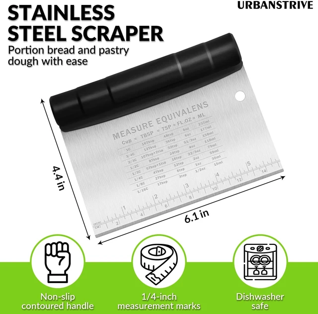 Alt view image 2 of 7 - Bench Scraper for Baking, Stainless Steel Dough Cutter and Scraper Tool Kitchen, Kitchen Scraper Food Scraper Tool Pizza Cutter Food Chopper, Multi-Purpose Kitchen Gadgets, Black
