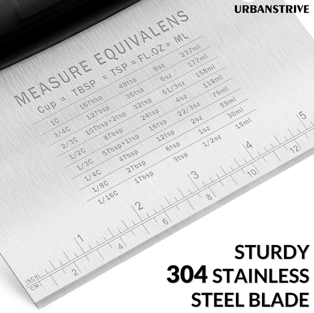 Alt view image 5 of 7 - Bench Scraper for Baking, Stainless Steel Dough Cutter and Scraper Tool Kitchen, Kitchen Scraper Food Scraper Tool Pizza Cutter Food Chopper, Multi-Purpose Kitchen Gadgets, Black
