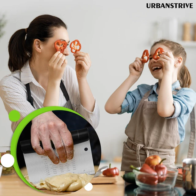 Alt view image 7 of 7 - Bench Scraper for Baking, Stainless Steel Dough Cutter and Scraper Tool Kitchen, Kitchen Scraper Food Scraper Tool Pizza Cutter Food Chopper, Multi-Purpose Kitchen Gadgets, Black