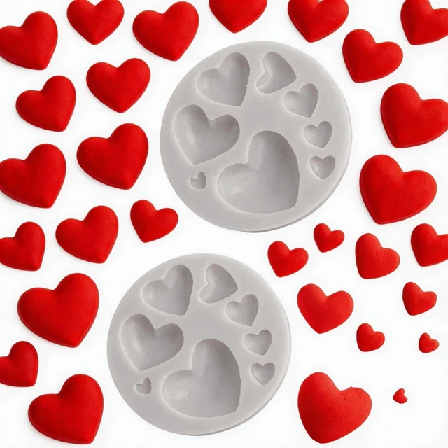Alt view image 4 of 7 - Heart Silicone Molds, Mixed Size Silicone Candy Molds, Heart Shape for Chocolate, Cookie Decor, Pastry, Cake, Jelly, Pudding DIY Decorating 2PCS(Gray)