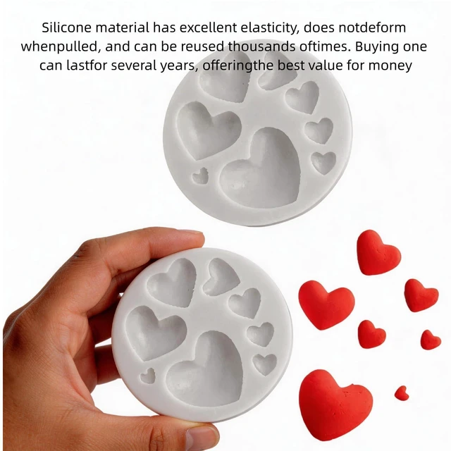 Alt view image 7 of 7 - Heart Silicone Molds, Mixed Size Silicone Candy Molds, Heart Shape for Chocolate, Cookie Decor, Pastry, Cake, Jelly, Pudding DIY Decorating 2PCS(Gray)